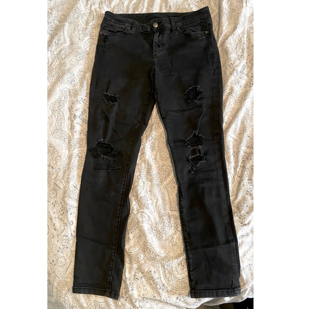 Joe Jeans Flawless The Icon mid rise skinny ankle- black ripped jeans size 30